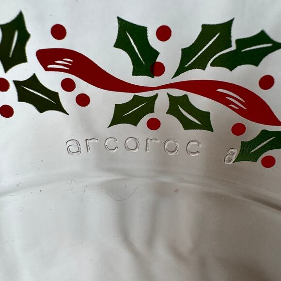 Vintage Salad Plates Arcoroc Glass Christmas Gold Rim 8 inch Set of 4 - Picture 4 of 6